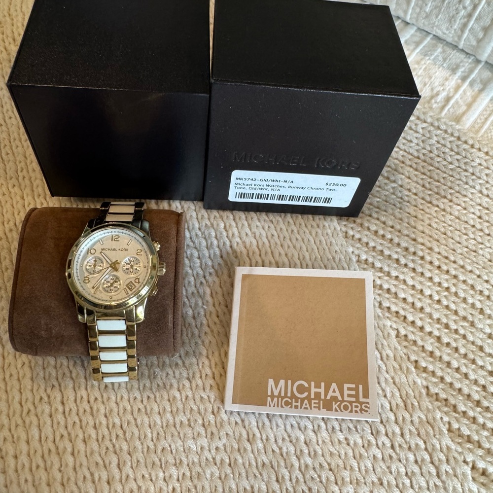 Michael Kors white and gold women's watch